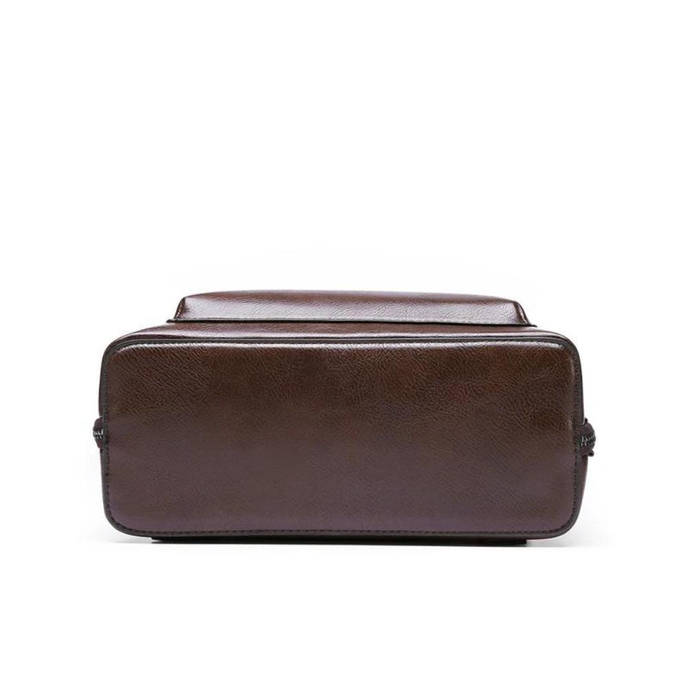 Unisex Brown Leather Backpack – Classic Double-Zip Everyday Work & Travel Bag