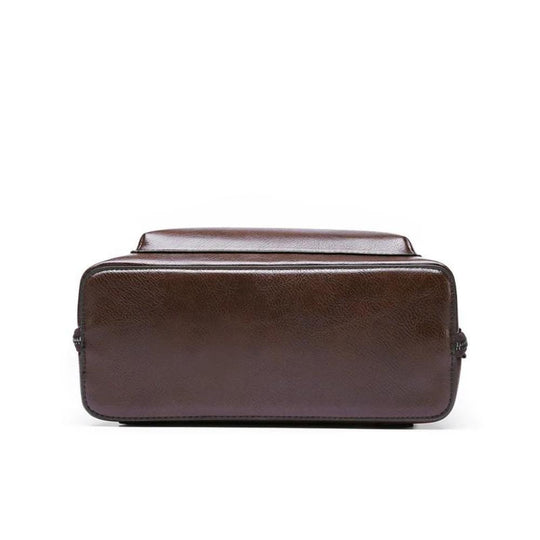 Unisex Brown Leather Backpack – Classic Double-Zip Everyday Work & Travel Bag