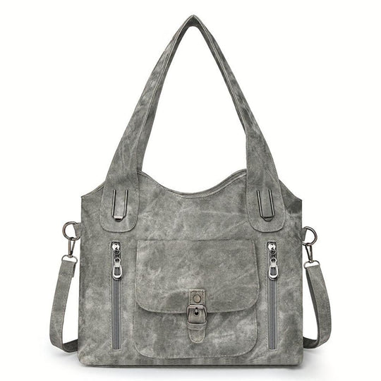 Women’s Medium Brown Faux Leather Shoulder Bag – Elise’s Vintage Charm Everyday Tote