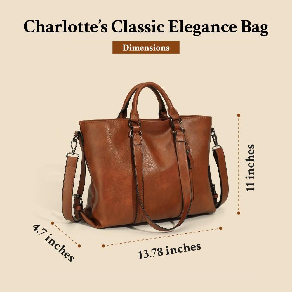 Women’s Brown Faux Leather Work Tote Bag – Charlotte’s Classic Elegance Vintage Office Handbag