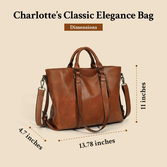 Women’s Brown Faux Leather Work Tote Bag – Charlotte’s Classic Elegance Vintage Office Handbag