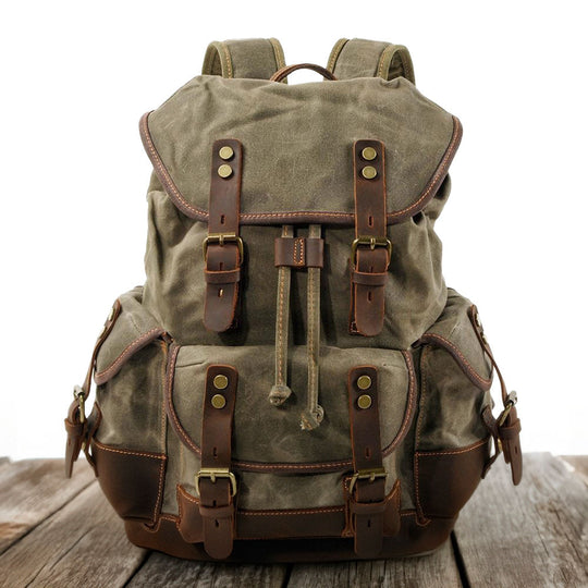 Men’s Heavy-Duty Waxed Canvas Hiking Backpack | John