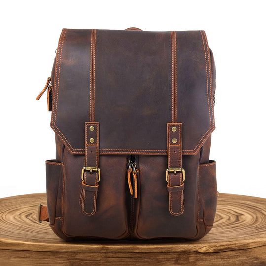 Men’s Retro Full-Grain Leather Travel Backpack | Robert