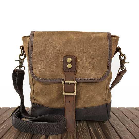 Unisex Small Waxed Canvas Leather Sling Bag | William