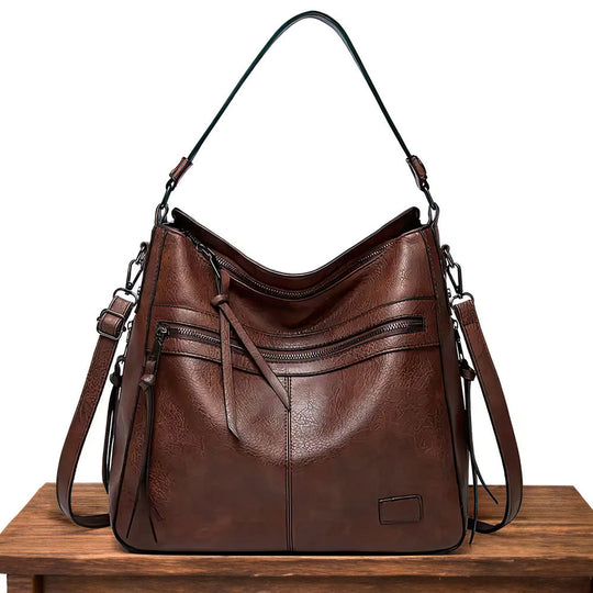 Women’s Large Brown Leather Hobo Shoulder Bag – Magda’s Exquisite Craft Luxury Handbag
