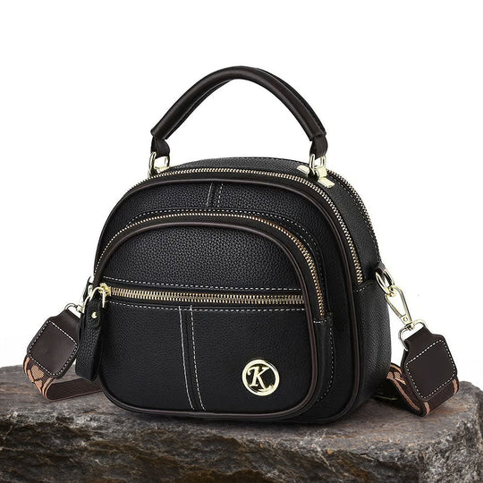 Women’s Small Black Leather Crossbody Bag – Molly’s Timeless Sophistication Top Handle Purse