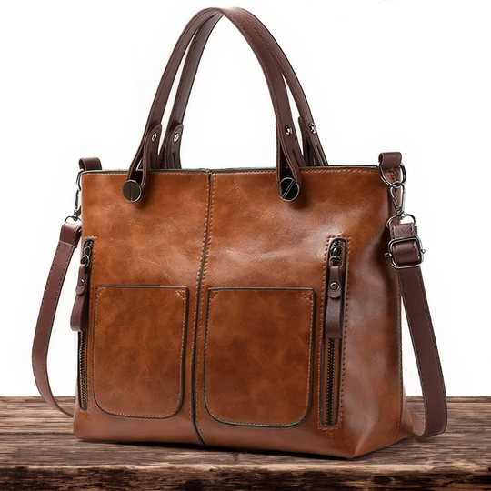 Women’s Brown Leather Shoulder Tote Bag – Ilse’s Timeless Elegance Work Handbag