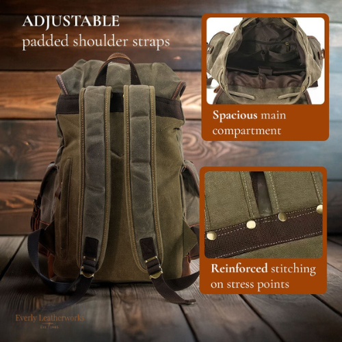 Men’s Heavy-Duty Waxed Canvas Hiking Backpack | John