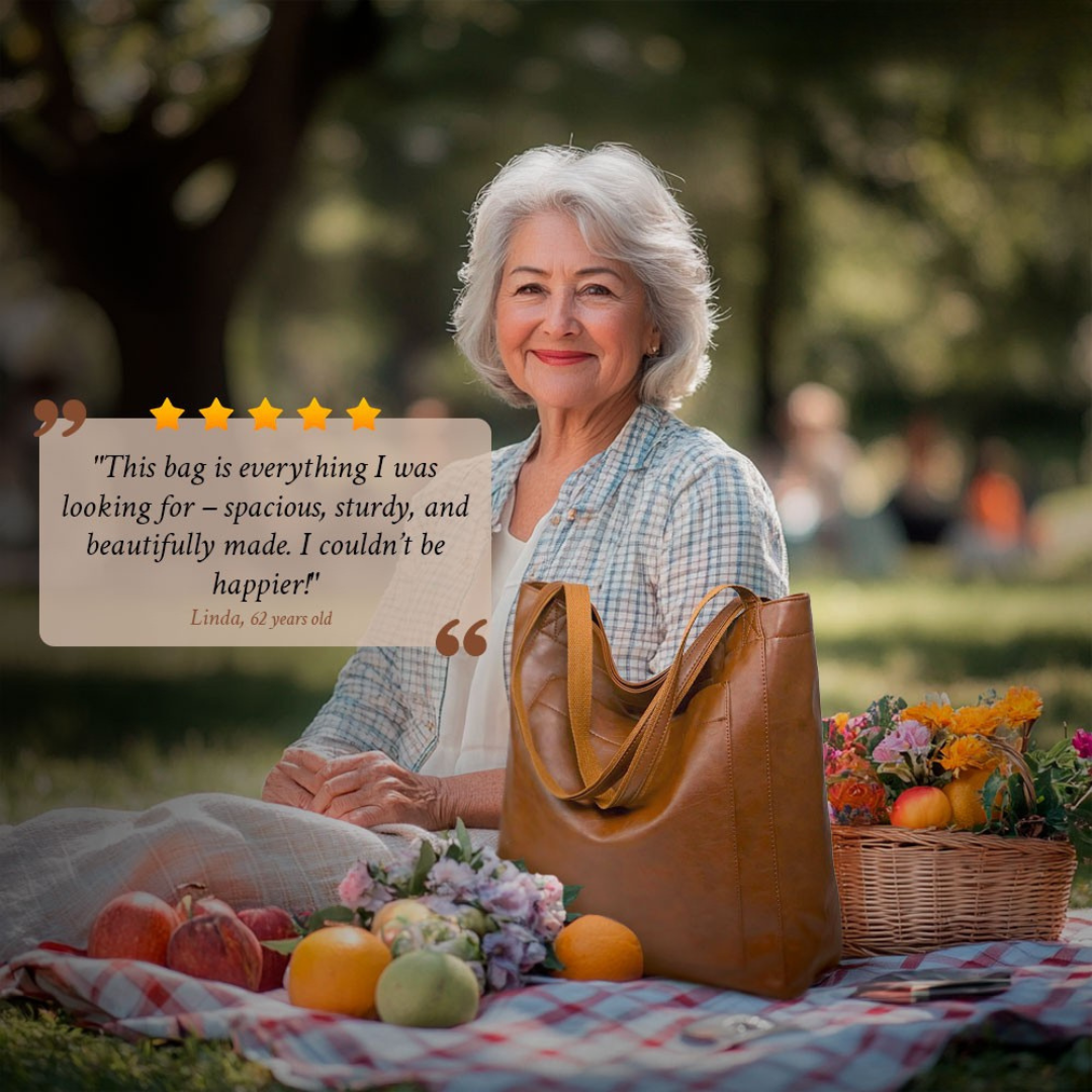 Women’s Large Brown Leather Tote Bag – Lorena’s Modern Chic Everyday Shoulder Shopper