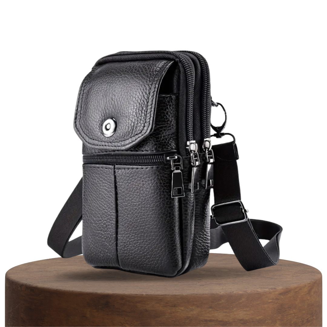 Men’s Brown Leather Compact Travel Crossbody Bag | Robert