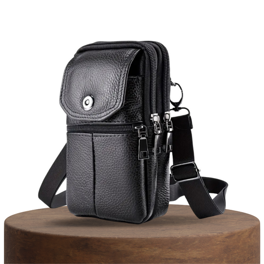 Men’s Brown Leather Compact Travel Crossbody Bag | Robert