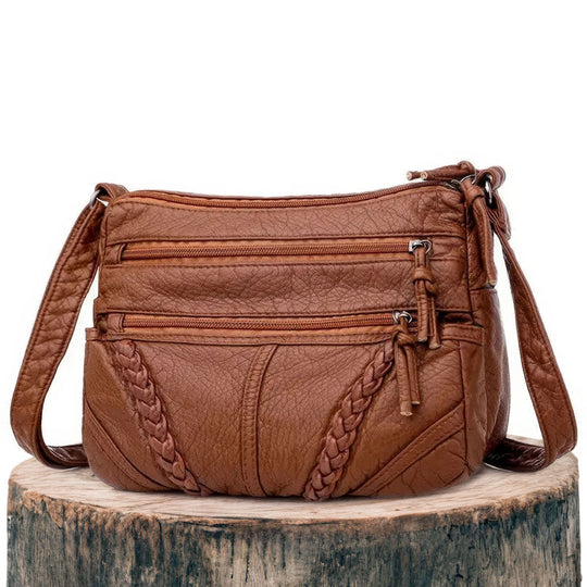 Women’s Brown Leather Crossbody Bag – Sophia’s Classic Harmony Everyday Shoulder Purse