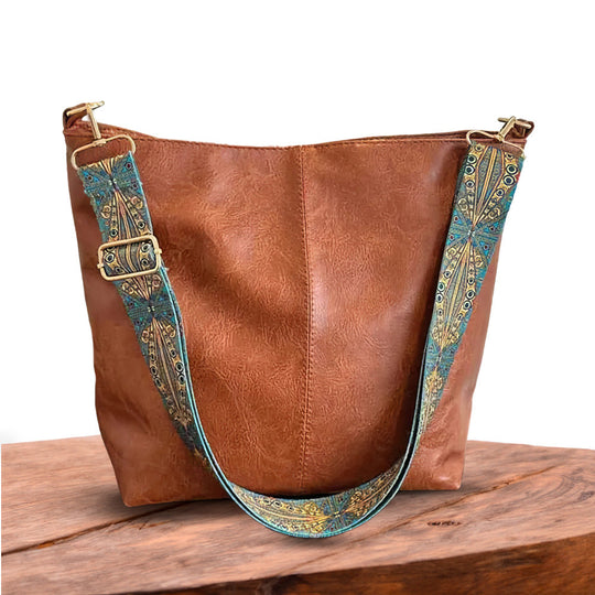 Women’s Brown Leather Hobo Shoulder Bag – Chelsey’s Vintage Charm Boho Strap Handbag