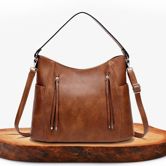 Women’s Large Brown Faux Leather Hobo Bag – Blanche’s Elegance Everyday Shoulder & Crossbody Purse
