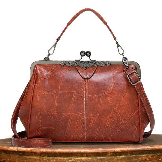 Women’s Brown Leather Vintage Handbag – Johanna’s Classic Charm Top Handle & Crossbody Bag