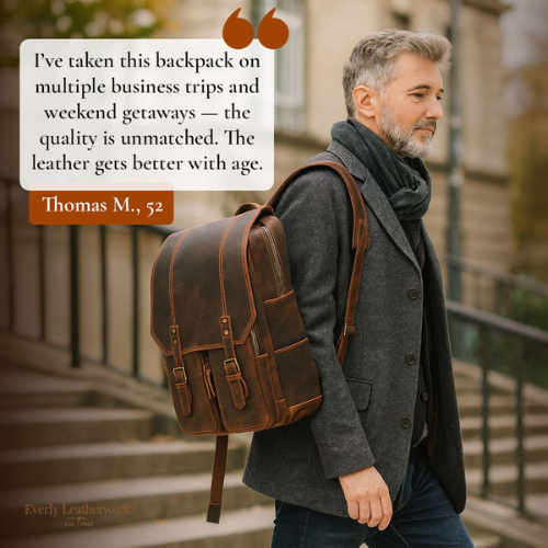 Men’s Retro Full-Grain Leather Travel Backpack | Robert