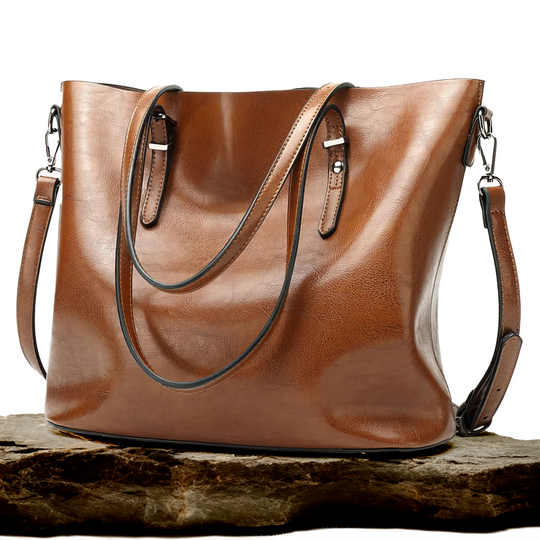 Women’s Medium Brown Leather Tote Shoulder Bag – Nicole’s Timeless Elegance Vintage Handbag