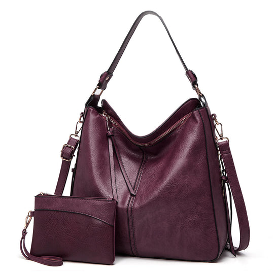 Women’s Brown Leather Hobo Shoulder Bag + FREE Matching Pouch | Ava