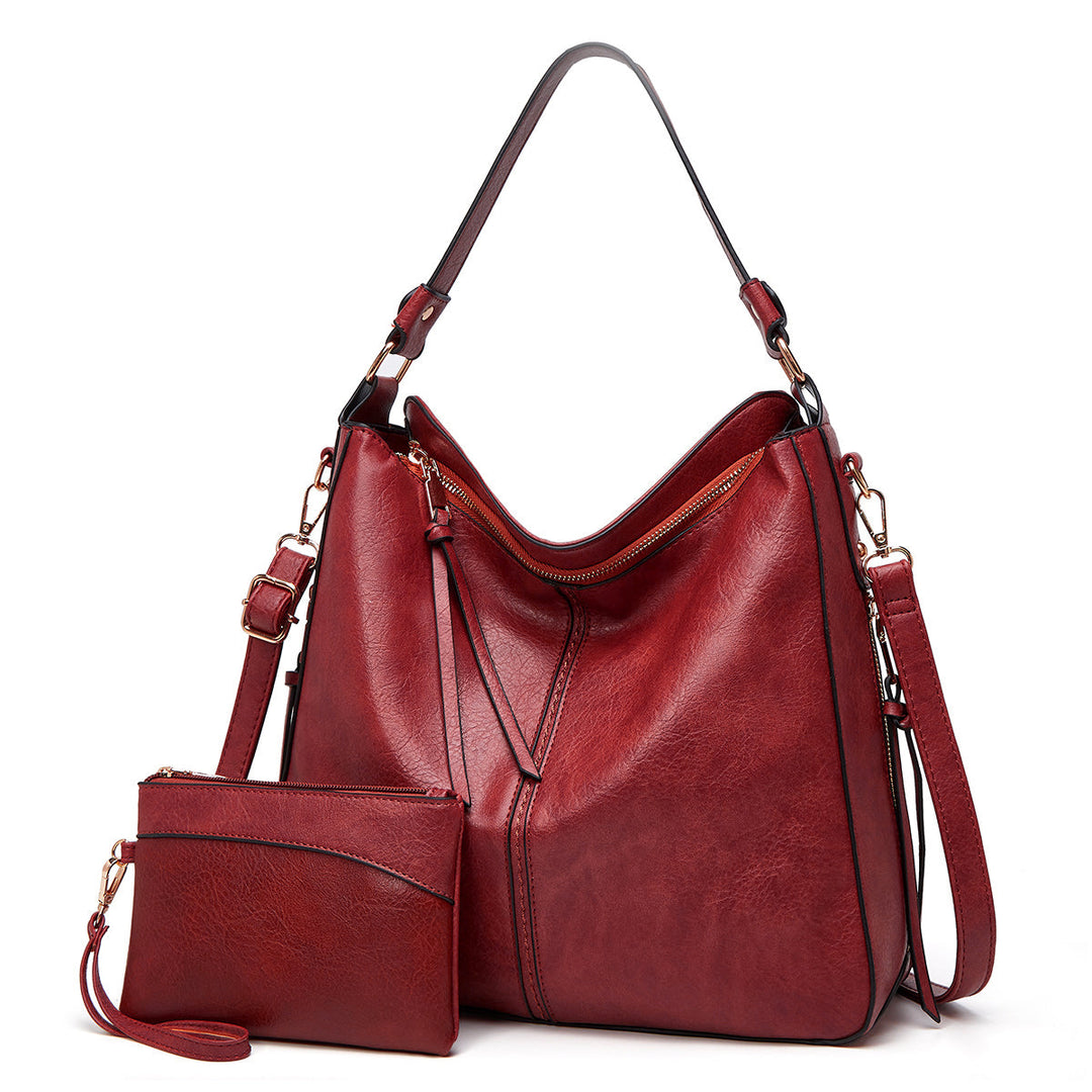 Women’s Brown Leather Hobo Shoulder Bag + FREE Matching Pouch | Ava