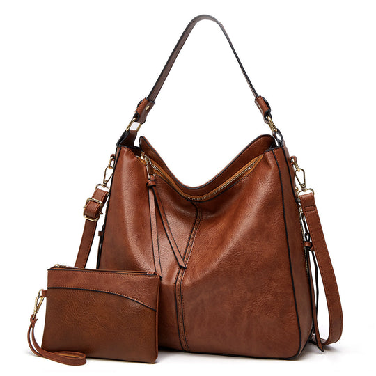Women’s Brown Leather Hobo Shoulder Bag + FREE Matching Pouch | Ava