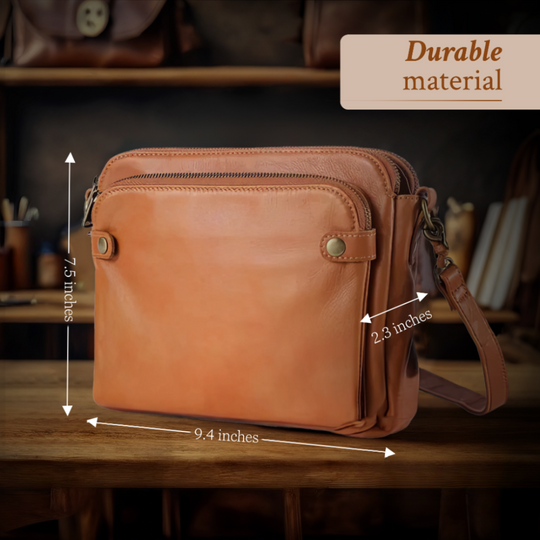 Women’s Brown Full-Grain Leather Crossbody Bag – Kim’s Masterpiece Classic Shoulder Purse