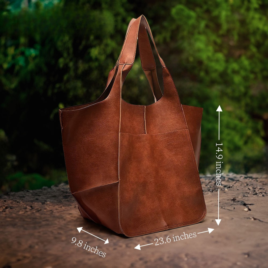 Women’s Extra-Large Brown Leather Tote Bag – Laura’s Timeless Allure Vintage Shoulder Shopper