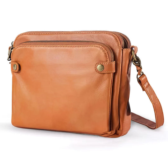 Women’s Brown Full-Grain Leather Crossbody Bag – Kim’s Masterpiece Classic Shoulder Purse