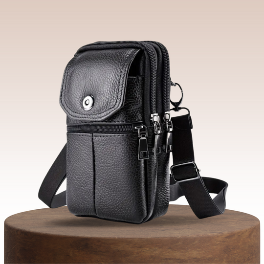Men’s Brown Leather Compact Travel Crossbody Bag | Robert