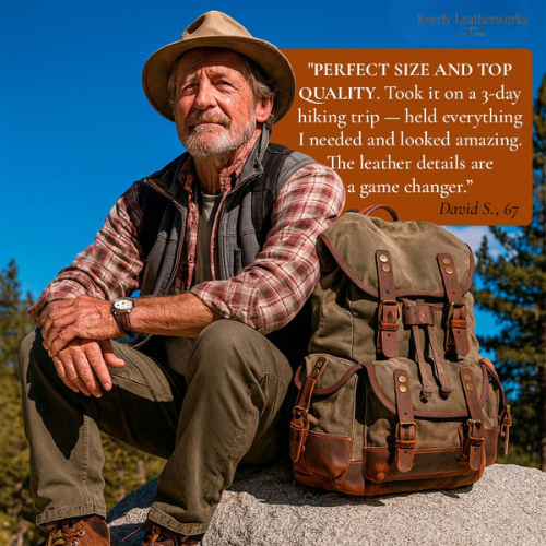 Men’s Heavy-Duty Waxed Canvas Hiking Backpack | John