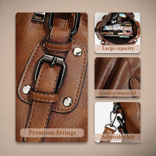 Women’s Brown Leather Shoulder Bag – Sienna’s Graceful Allure Elegant Everyday Handbag