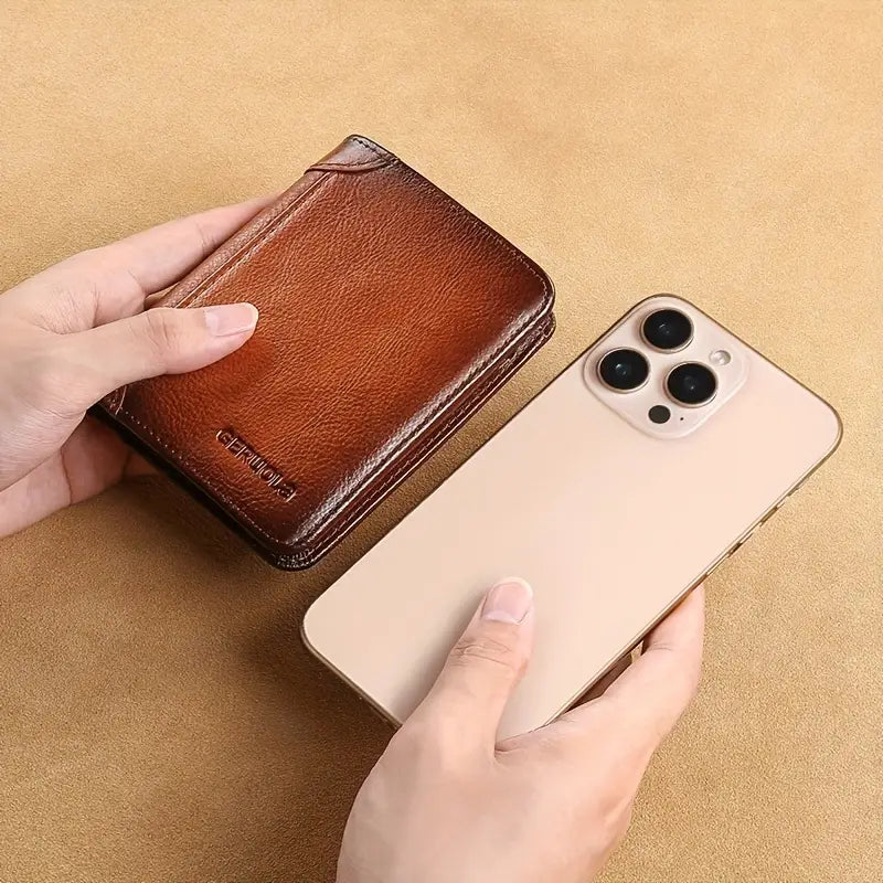 Men’s Brown RFID Slim Leather Bifold Wallet | Richard