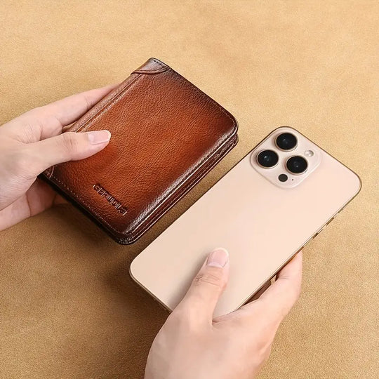 Men’s Brown RFID Slim Leather Bifold Wallet | Richard