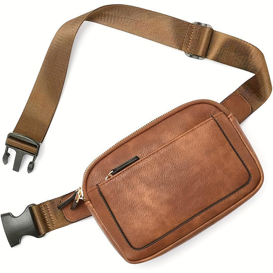 Unisex Brown Leather Fanny Pack – Aspen Sport Crossbody Waist Bag for Travel & Outdoor Activities