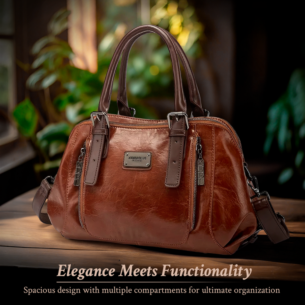 Women’s Medium Brown Leather Satchel Bag – Silke’s Luxe Statement Everyday Handbag