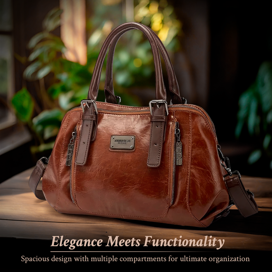 Women’s Medium Brown Leather Satchel Bag – Silke’s Luxe Statement Everyday Handbag