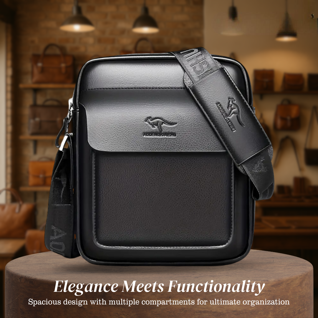 Men’s Black Leather Crossbody Business Satchel | Oliver