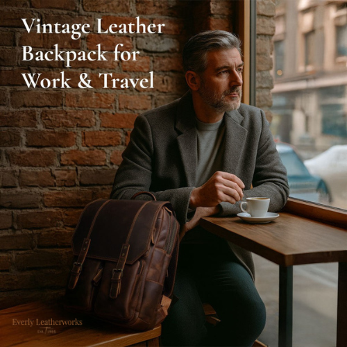 Men’s Retro Full-Grain Leather Travel Backpack | Robert