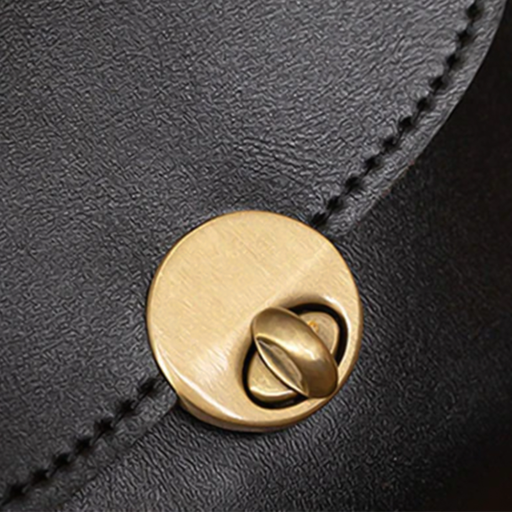 Women’s Small Black Leather Vintage Kiss-Lock Bag – Retro Crossbody & Top Handle Purse