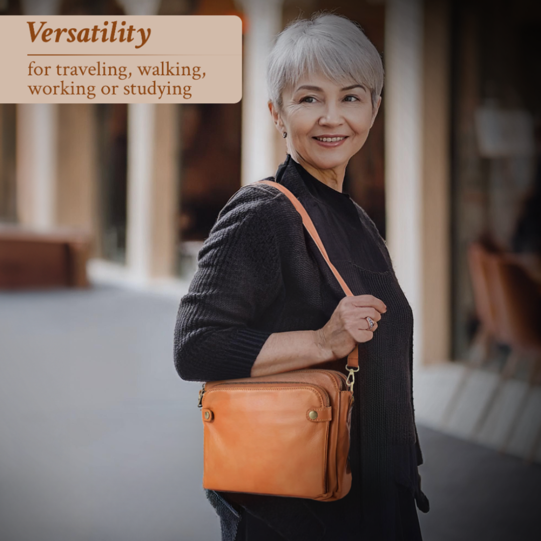 Women’s Brown Full-Grain Leather Crossbody Bag – Kim’s Masterpiece Classic Shoulder Purse