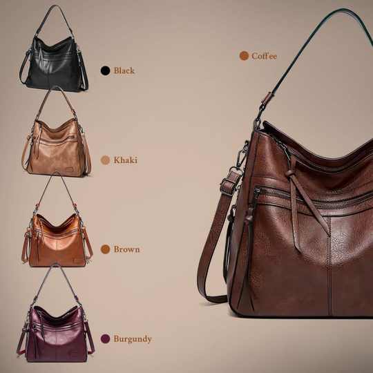 Women’s Large Brown Leather Hobo Shoulder Bag – Magda’s Exquisite Craft Luxury Handbag