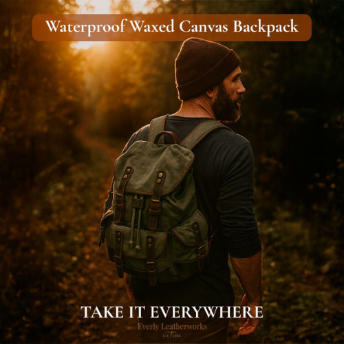 Men’s Heavy-Duty Waxed Canvas Hiking Backpack | John