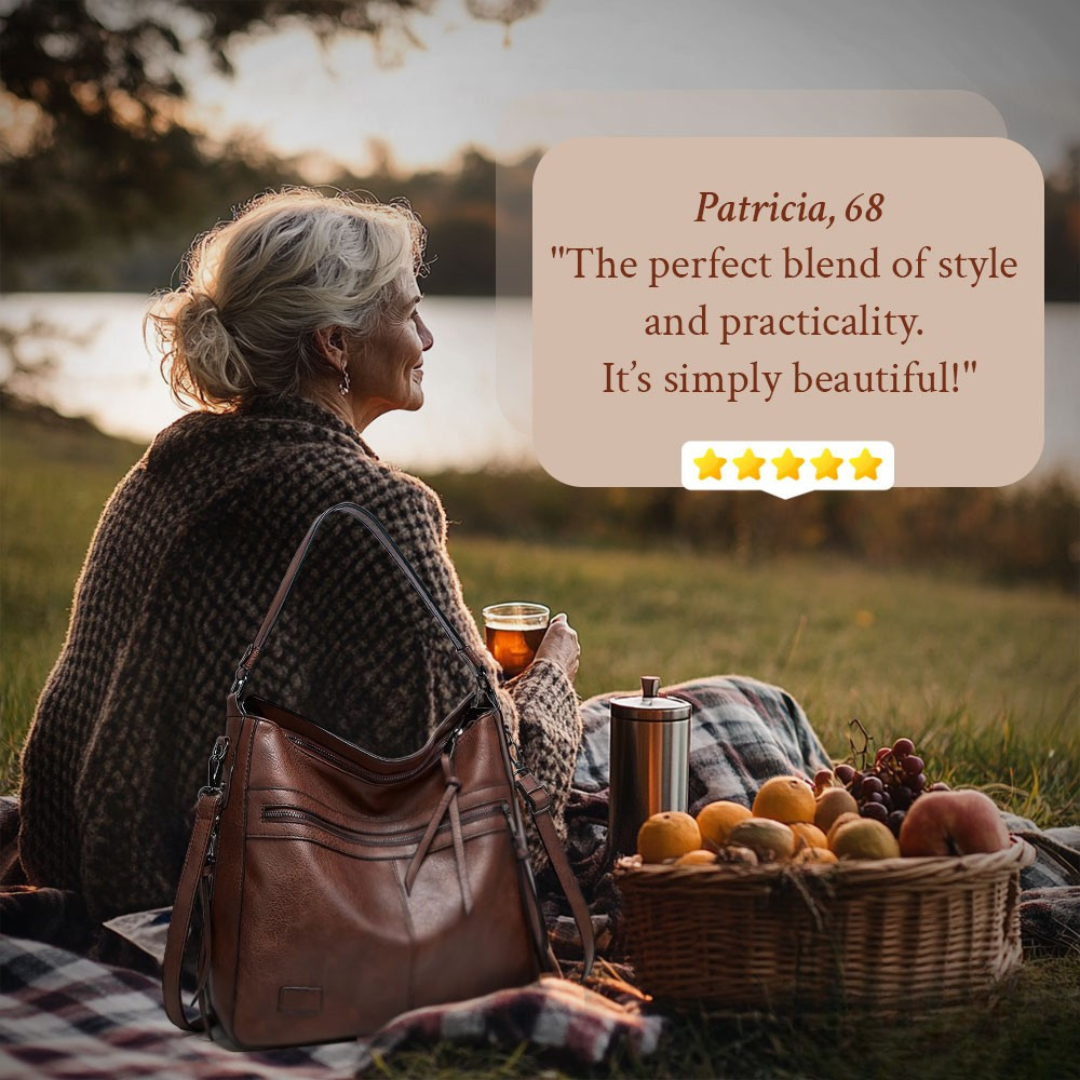 Women’s Large Brown Leather Hobo Shoulder Bag – Magda’s Exquisite Craft Luxury Handbag