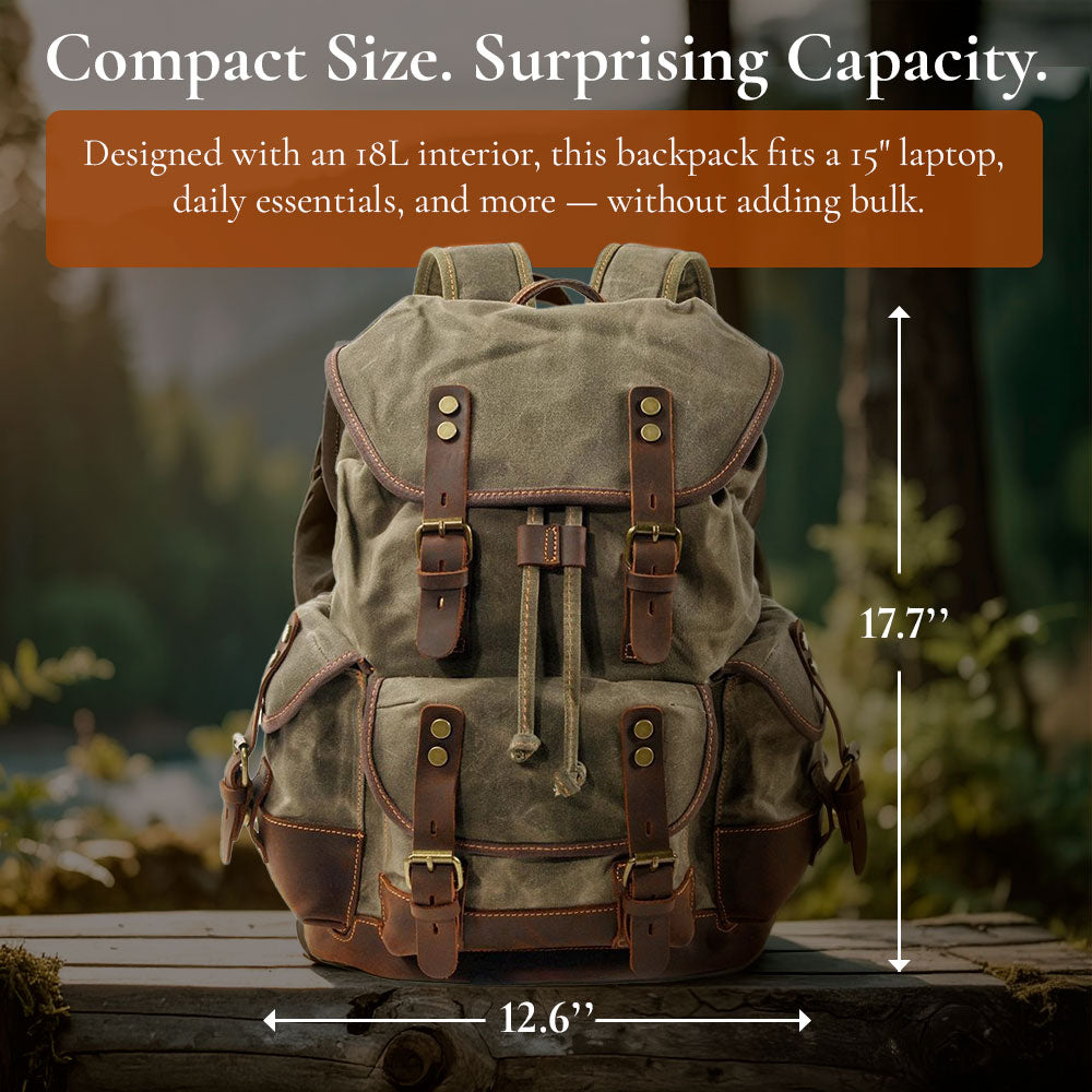 Men’s Heavy-Duty Waxed Canvas Hiking Backpack | John