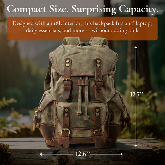 Men’s Heavy-Duty Waxed Canvas Hiking Backpack | John
