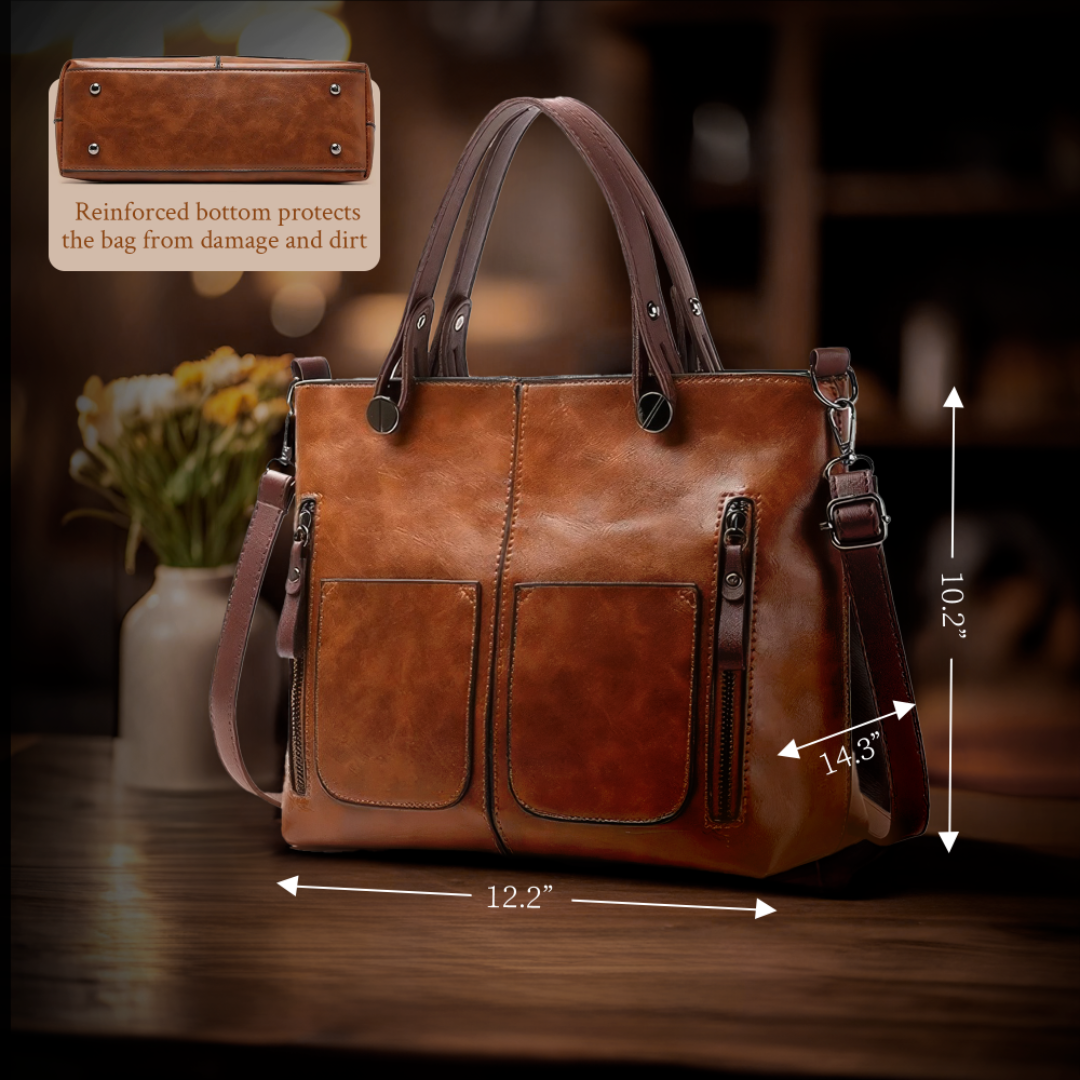 Women’s Brown Leather Shoulder Tote Bag – Ilse’s Timeless Elegance Work Handbag