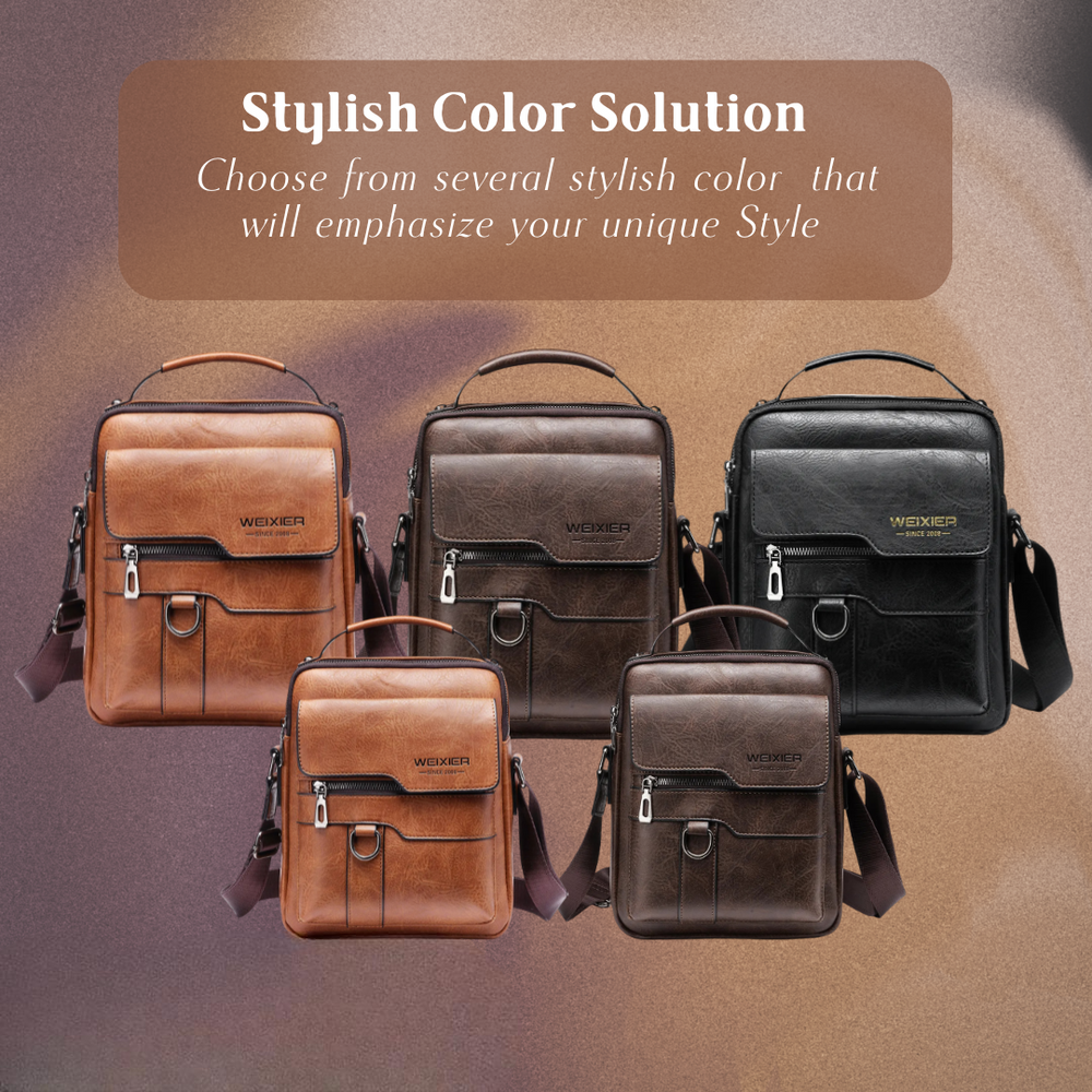 Men’s Brown Leather Messenger Crossbody Bag | Andrew