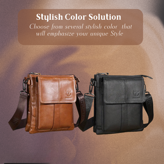 Men’s Black Leather Slim Crossbody Shoulder Bag | Nathan