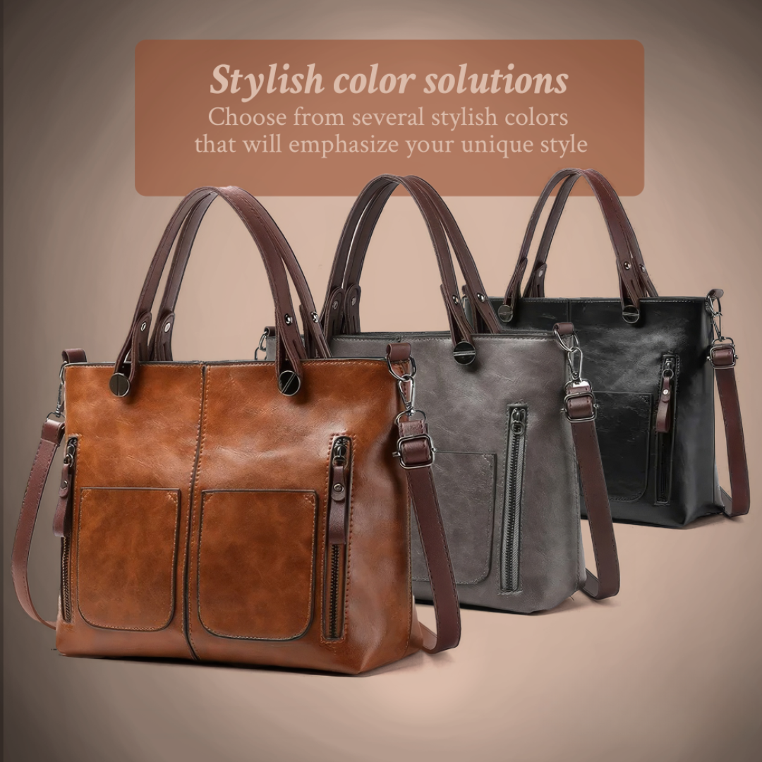 Women’s Brown Leather Shoulder Tote Bag – Ilse’s Timeless Elegance Work Handbag