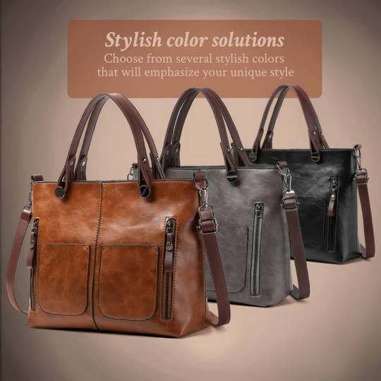 Women’s Brown Leather Shoulder Tote Bag – Ilse’s Timeless Elegance Work Handbag