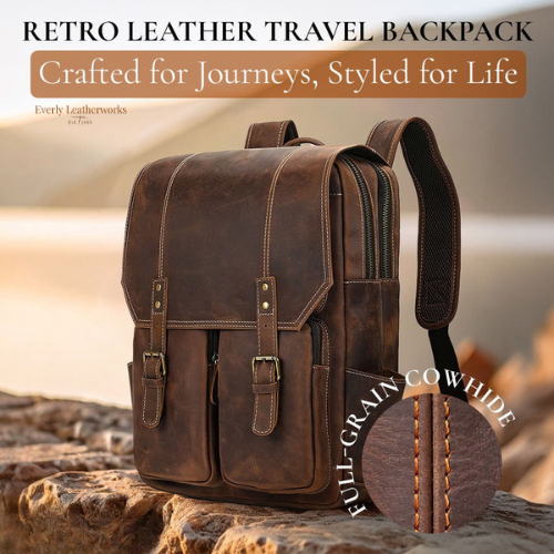 Men’s Retro Full-Grain Leather Travel Backpack | Robert